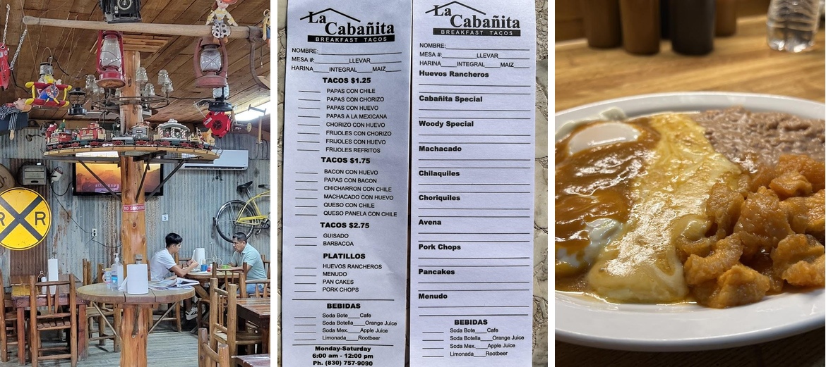 La Cabanita Breakfast Tacos Menu